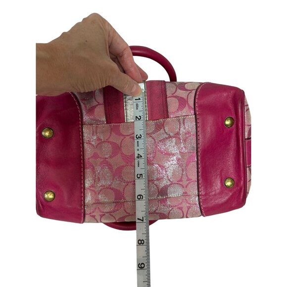 Vintage Coach Signature Pink Metallic Silver Splash Boston Satchel Bag Y2K 2186 - Picture 10 of 16